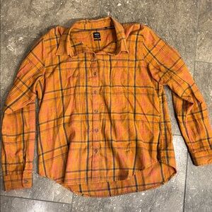 Prana flannel shirt, M, orange plaid